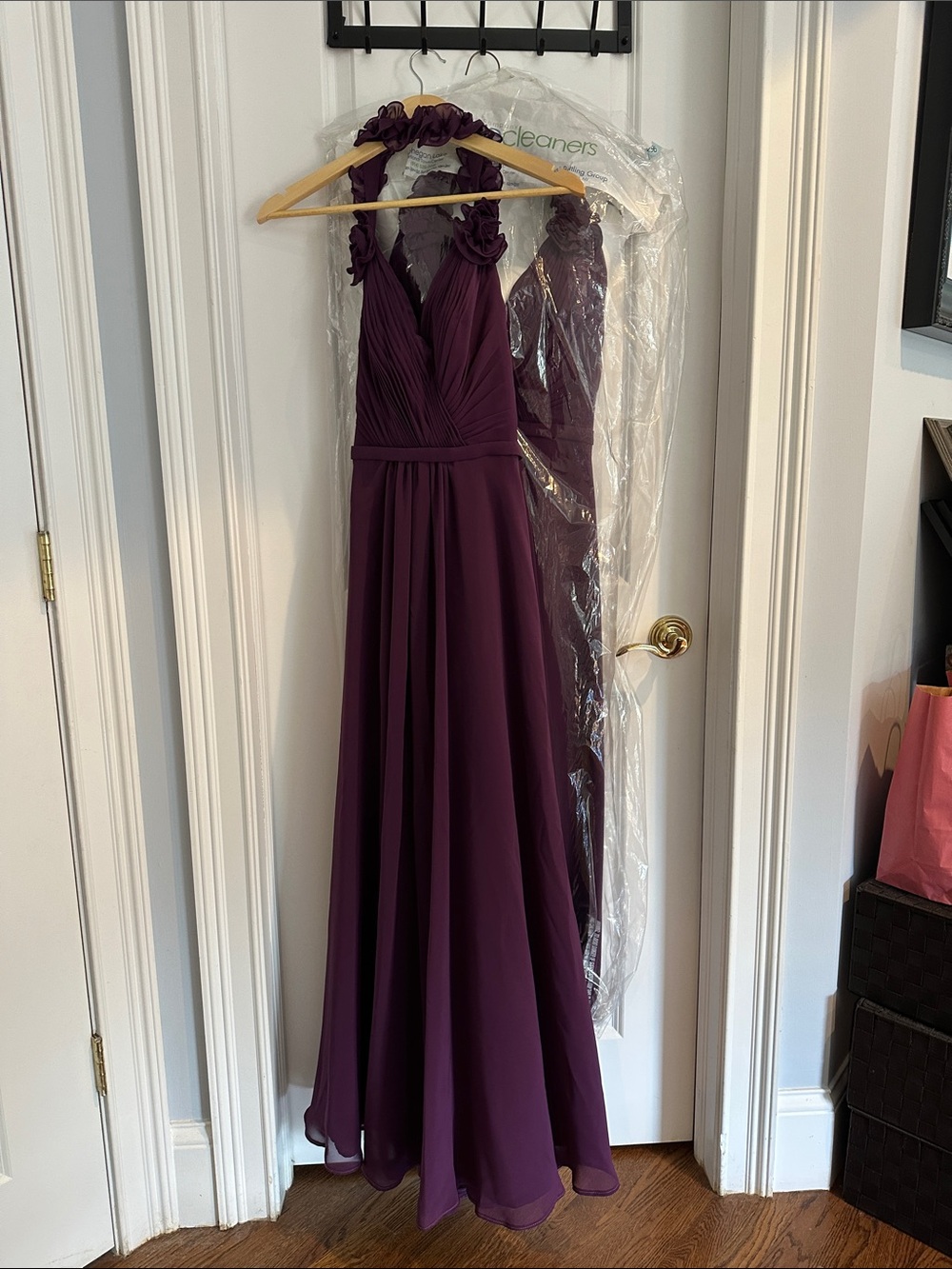 Allure Bridals Deep Plum Halter Maxi Dress 2 total Sz 2 & 6